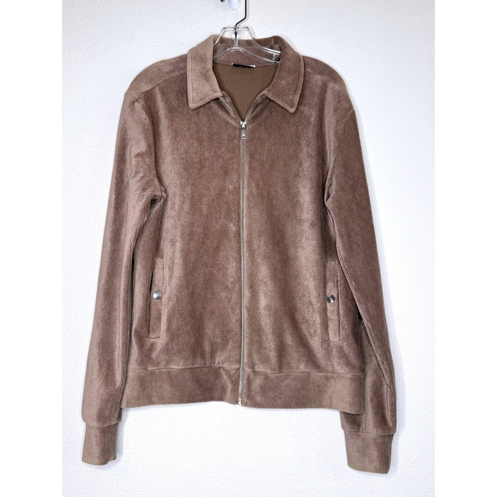 REISS Mens Zermatt Corduroy Track Jacket Medium Mocha Full Zip Stretch Pocket